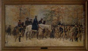 Winter Scene Of Washington Reviewing The Troops At Valley Forge by William Brooke Thomas Trego