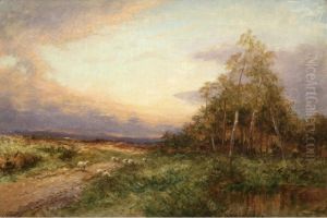 Landscape With Sheep At Sunset Landscape With Sheep At Sunset