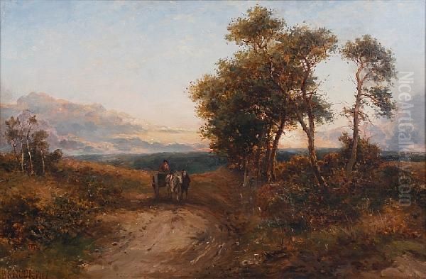 Figures And A Horse And Cart On A Countrylane - view 1