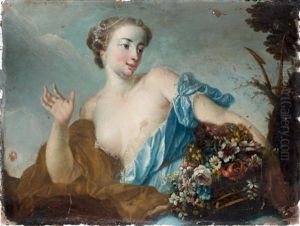 Jeune Femme Tenant Une Corbeille De Fleurs by Pierre Charles Tremolieres