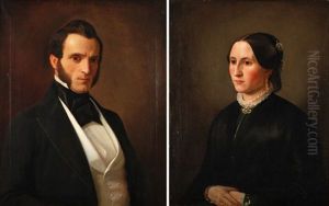 Portrait Des Franz Gulich Im 37. Lebensjahr (+ Portrait Der Karoline Gulich Im 31. Lebensjahr; Pair) by Josef Mathias Von Trenkwald