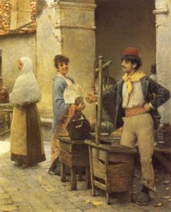 Melonenverkaufer In Venedig by Angelo Trentin