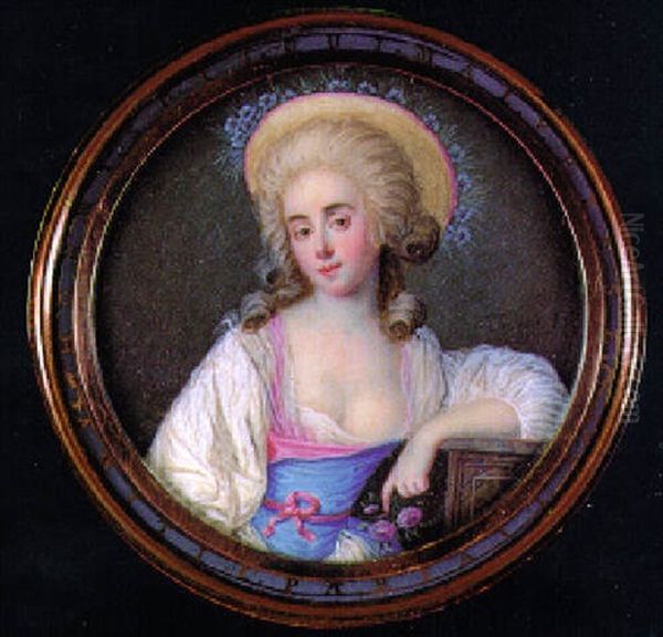 A Fine Portrait Of A Lady, In White Dress With A Blue Bodice - view 1