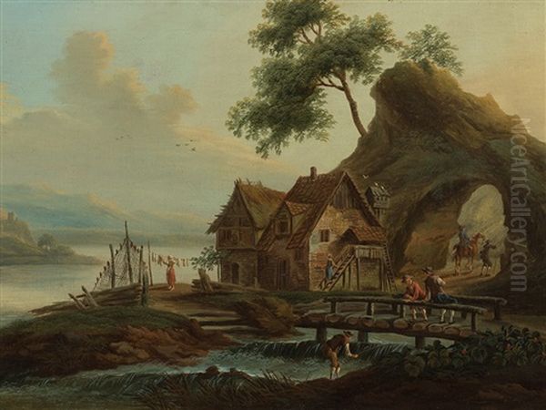 River Scenery With Houses - view 1