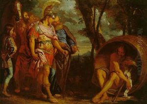 Alexander The Great, Aristotole And Diogenes by Angelo Trevisani