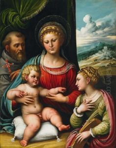 The Holy Family With Saint Catherine by Girolamo da Treviso the Younger