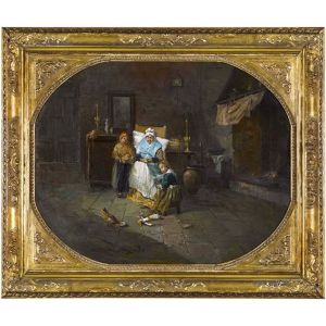 Grossmutter Mit Spielenden Enkelkindern by Angelo Trezzini
