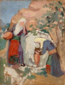 Women At The Fountain by Theofrastos Triandafyllidis