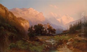 Blick Auf Den Grosglockner Im Abendrot