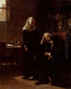 Interior With Man And Woman by Hendrik Albert Van Trigt