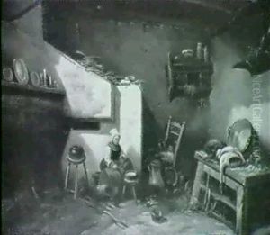 Kucheninterieur Mit Einer Magd Bei Der Arbeit by Edma Trimolet