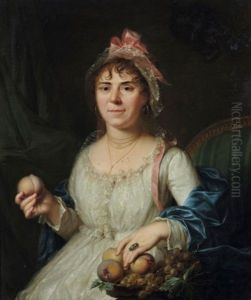 Portrait De Femme Tenant Une Peche