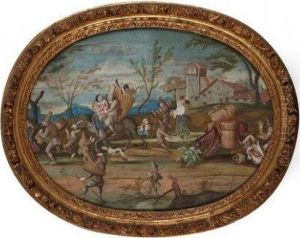 Les Vendanges De Polichinel by Friedrich The Elder Brentel