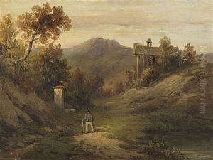 Kleine Landschaft Mit Wanderer by Albert Ludwig Trippel