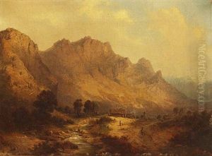 Hochgebirgslandschaft Mit Berghutten by Albert Ludwig Trippel