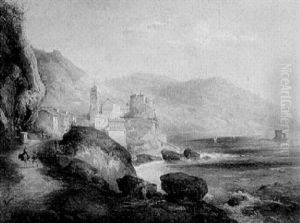 Suditalienische Kustenlandschaft Mit Personenstaffage by Albert Ludwig Trippel