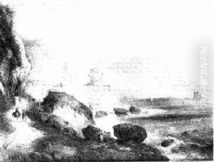 Ligurische Kustenlandschaft (der Golf Von Spezia) by Albert Ludwig Trippel