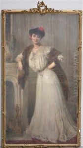 Ritratto Di Nobildonna Al Camino by Jules Octave Triquet