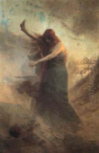 Femme A La Lyre by Jules Octave Triquet