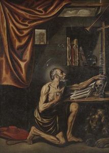 San Jeronimo Penitente En Su Estudio (luis Tristan And Workshop) by Luis Tristan De Escamilla