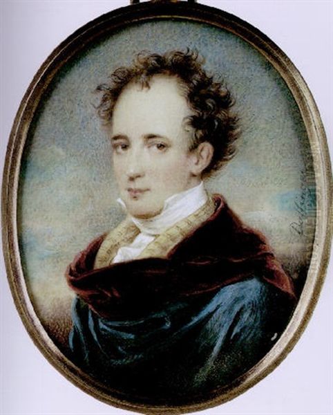 Junger Herr Mit Gelocktem Haar, Weisem Hemd, Vatermorderkragen, Jacke Mit Modischen Zebrastreifen Und Schultertuch - view 1