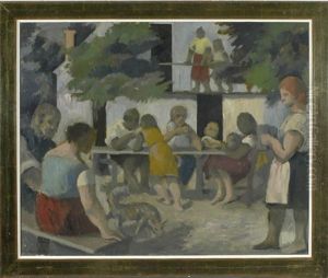 Gesellschaft Im Biergarten by Hugo Troendle