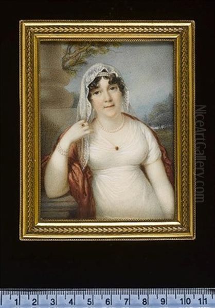 A Lady (princess Elizabeth, Later The Landgravine Of Hesse-homburg?) Wearing White Dress With Small Brooch At Her Corsage And A Crimson Shawl - view 1