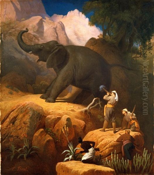 Le Duc Ernst Ii Von Sachsen-coburg-gotha Chassant Les Elephants Dans La Vallee De Ras Dashein En Ethiopie - view 1