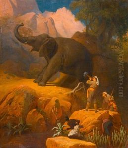 Herzog Ernst Von Sachsen-coburg-gotha Bei Der Elefantenjagd by Carl Trost
