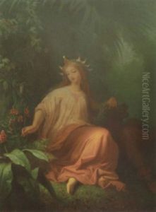 Titania Am Waldesrand Pfl_ckt Blumen Zum Kranze by Carl Trost