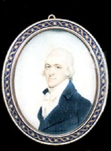 A Gentleman With Powdered Hair, Wearing Blue Coat, White Waistcoat And Tied Cravat by Benjamin Trott