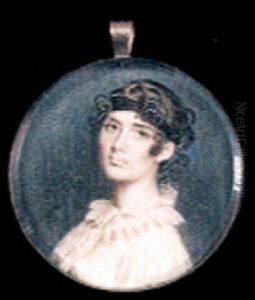 A Lady With Brown Bandeau In Her Upswept Hair, Wearing Figured White Dress With Ruff Collar by Benjamin Trott