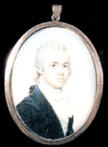 A Gentleman With Powdered Hair En Queue, Wearing Blue Coat, Pale Grey Waistcoat And Tied White Cravat by Benjamin Trott