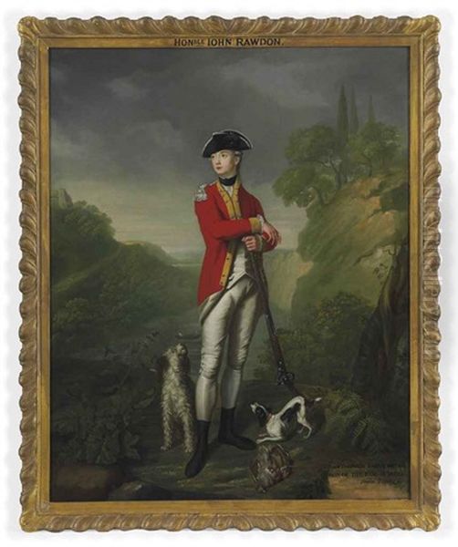 Portrait Of The Hon. John Theophilus Rawdon-hastings, Son Of The 1st Earl Of Moira In The Uniform Of The 15th Regiment Of Foot With A Flintlock Gun And... - view 1