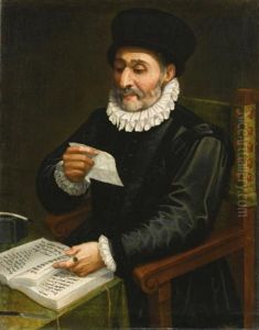 Portrait Of A Man, Seated At A Table With An Open Book, Reading A Letter by Giovan-Battista (Il Malosso) Trotti