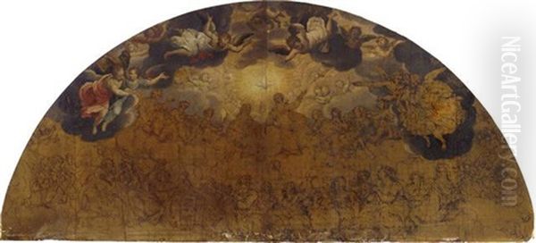 The Holy Trinity With Angels, Putti And A Congregation Of Saints - view 1