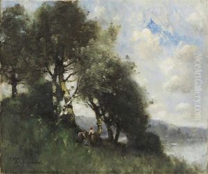 Les Fagoteuses Au Bord De L'eau by Paul Desire Trouillebert