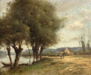 Saules Au Bord D"une Riviere by Paul Desire Trouillebert