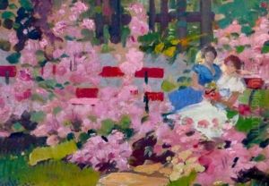 Femmes Se Reposant Sur Un Banc by Georges Troxler