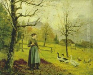 Herbstlandschaft Mit Blick Auf Die Rigi by Georges Troxler