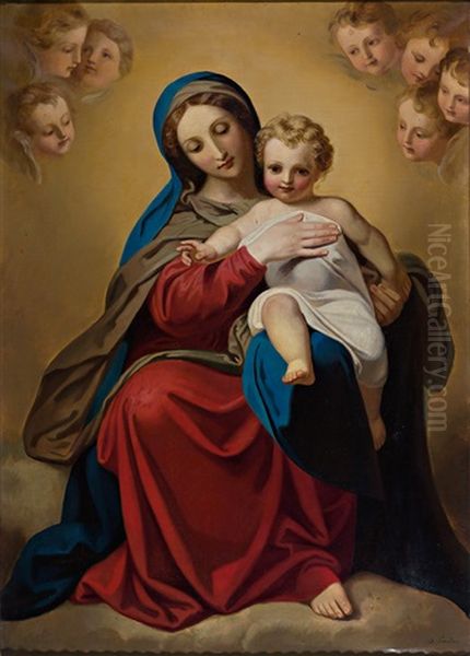 Madonna Mit Kind Und 7 Engelskopfen - view 1