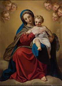 Madonna Mit Kind Und 7 Engelskopfen by Jost Troxler
