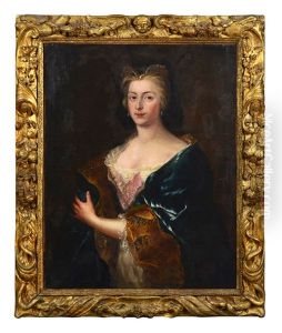 Portrait De Femme En Robe De Velours Brode