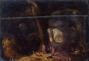 Joyeuse Compagnie Dans Un Paysage A L"oree D"une Grotte