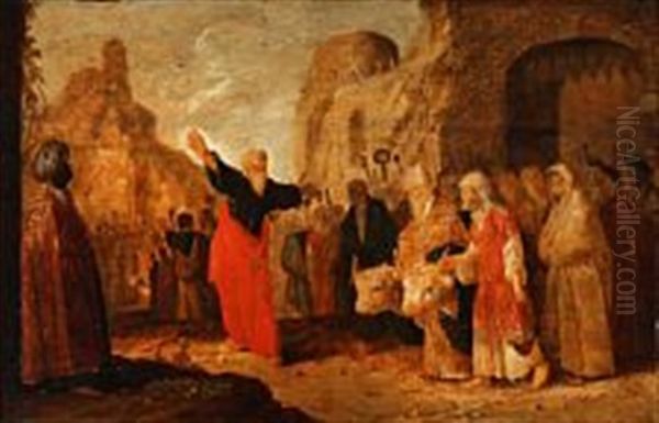 Two Religious Scenes: One With Women And Children Interceding With A Commander, The Other With A Procession Of People With Bulls And Garlands (2 Works) - view 1