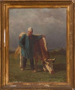 Figure And Cow by Constant Troyon