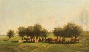 Cattle In A Pasture by Constant Troyon