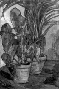 Zwei Topfpflanzen In Einer Zimmerecke by Alice (Sophie Auerbach) Truebner