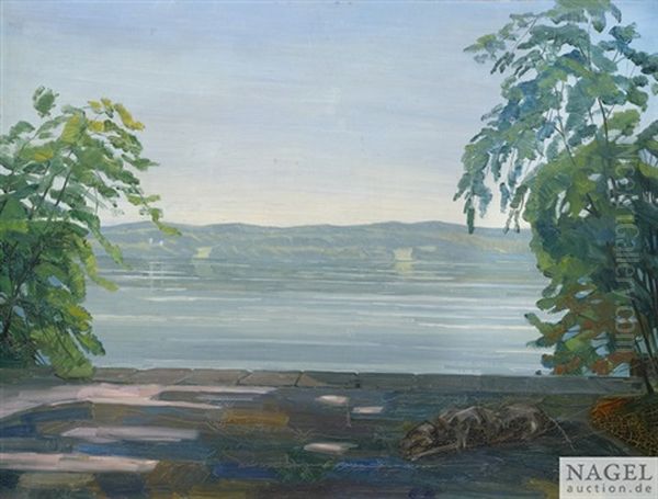 Terrasse Am Ufer Des Starnberger Sees Mit Des Kunstlers Dogge Caesar In Schatten - view 1