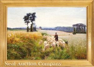 A Shepherd And His Flock Within A Vast Landscape A Shepherd And His Flock Within A Vast Landscape